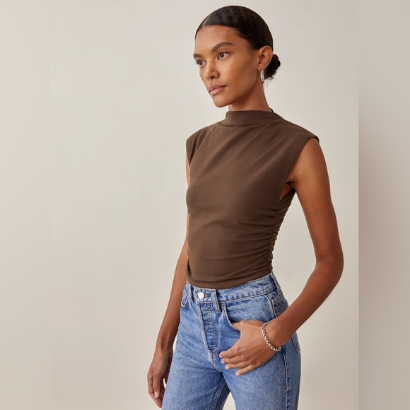 Reformation Lindy Knit Top Cafe - Size XS - Picture 4 of 8